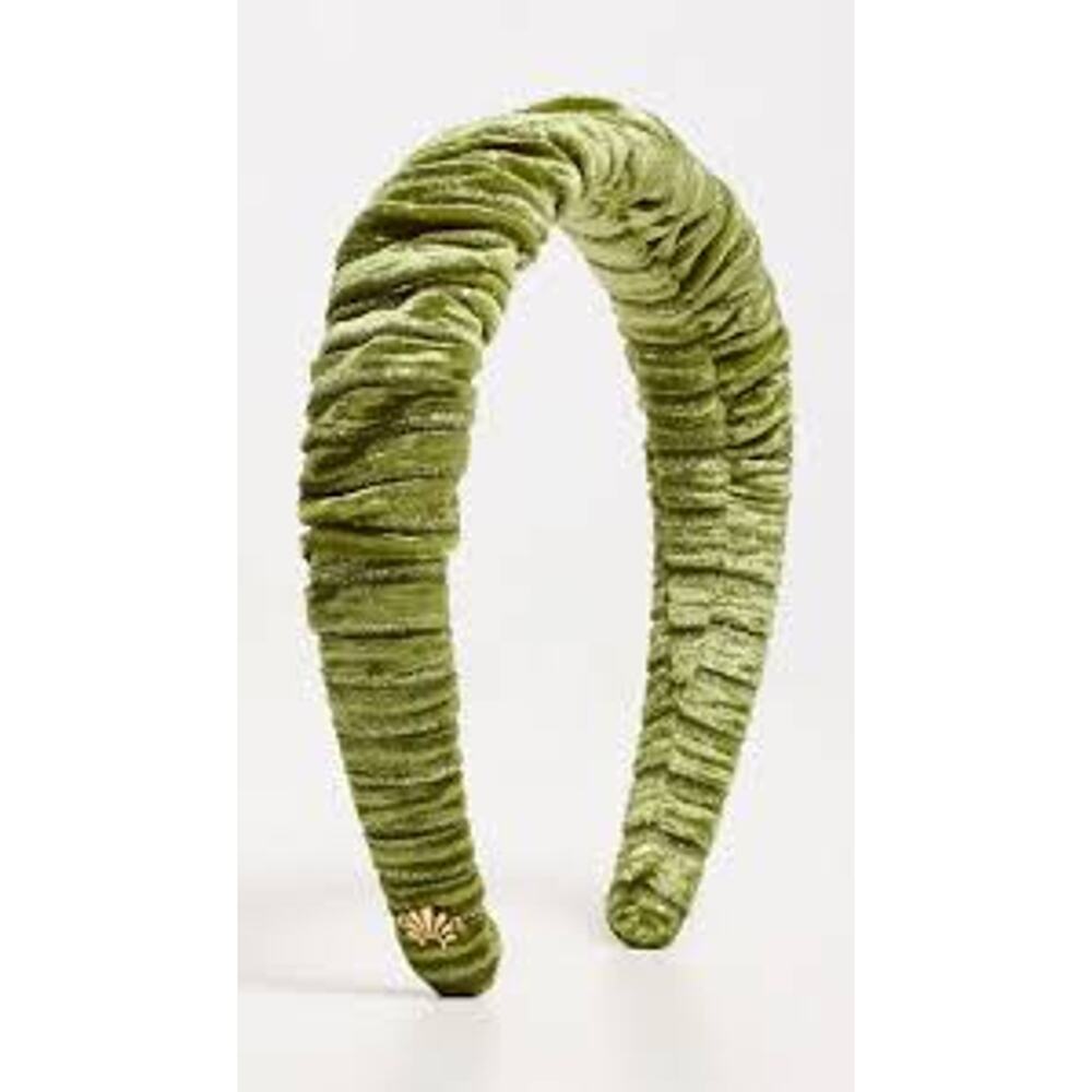 Lele Sadoughi Olive Green Ruched Velvet Headband